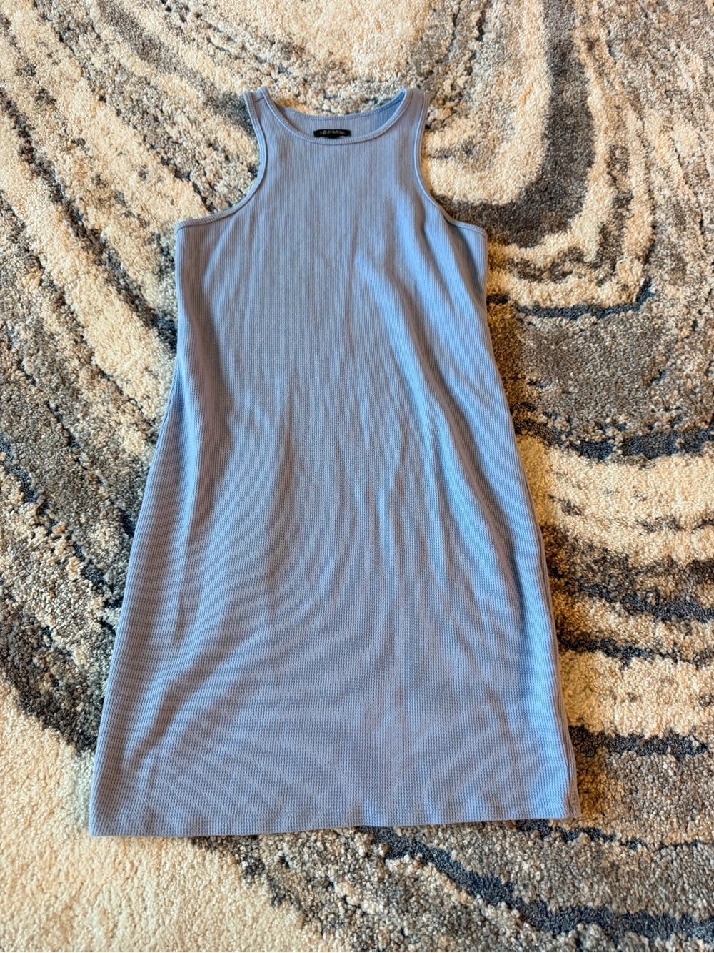 Sleeveless Ribbed Mini Dress in Light Blue